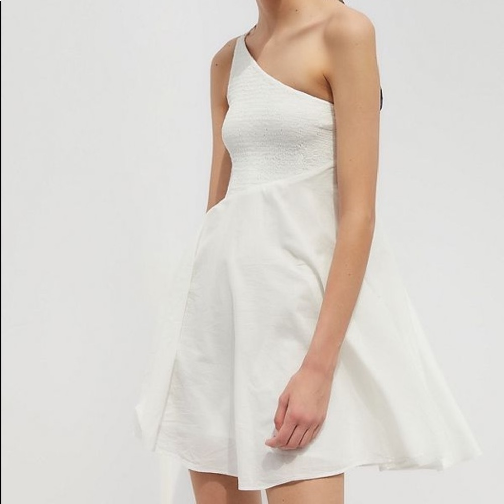 Uo Dhalia Asymmetrical Smocked Mini Dress